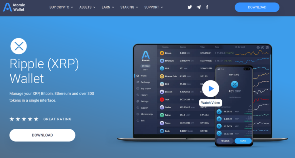Giao diện web của Atomic Wallet.
