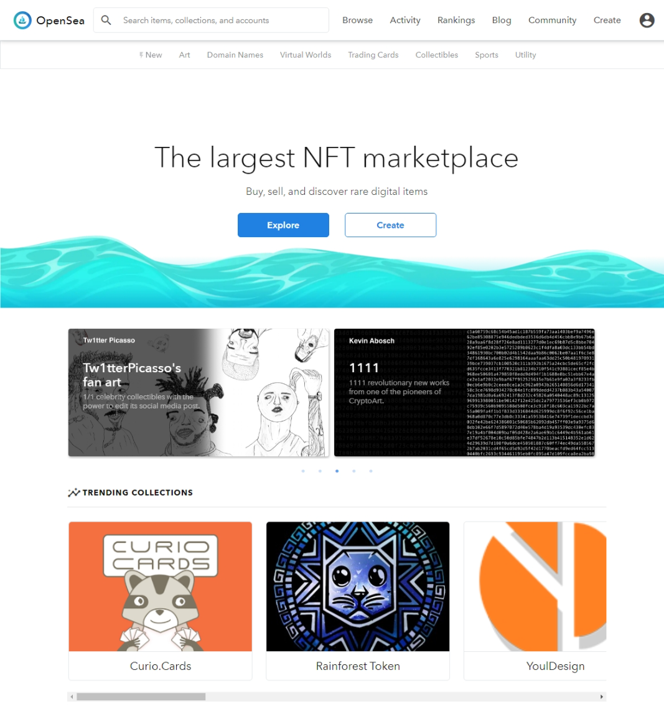 Giao diện của sàn NFT OpenSea.