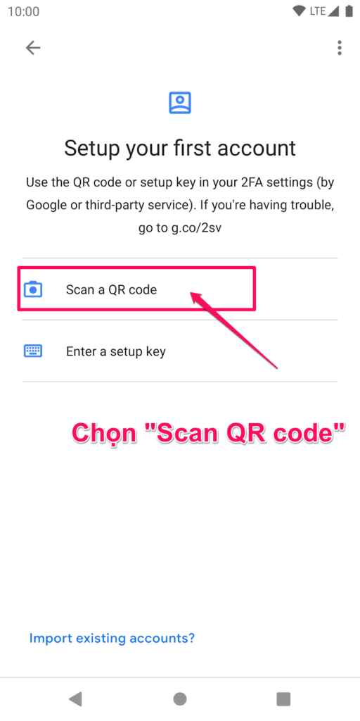 Chọn "Scan QR Code".
