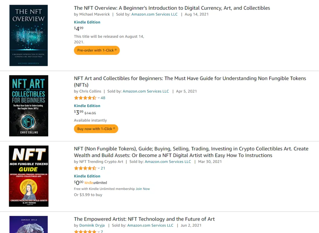 Xuất bản sách về NFTs trên Amazon Kindle.