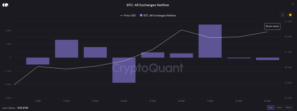 Chỉ số on-chain All Exchange Netflow. Nguồn: CryptoQuant.