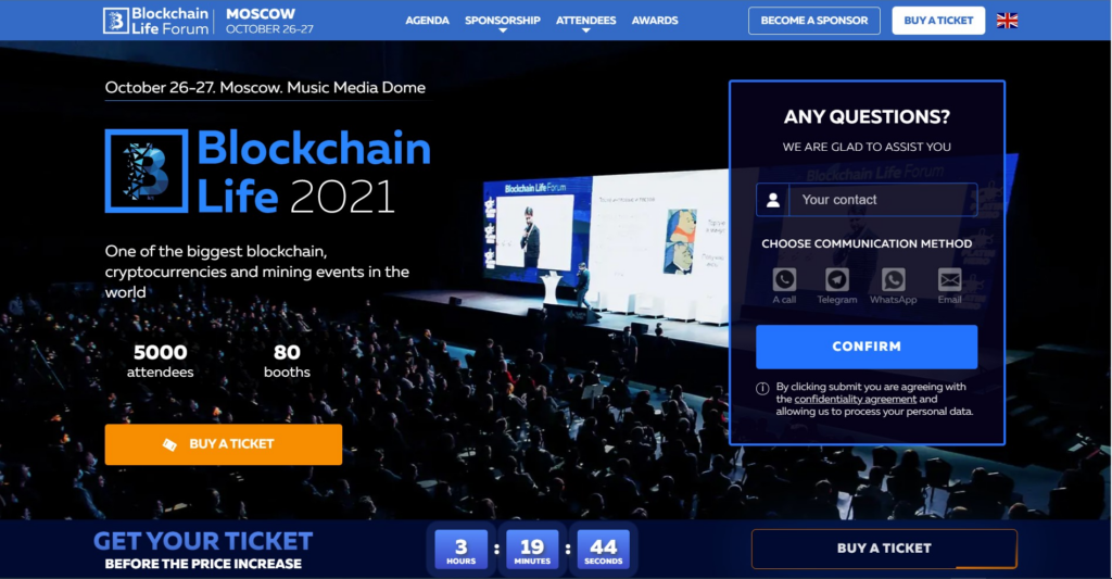 Trang chủ của Blockchain Life 2021. Nguồn: blockchain-life
