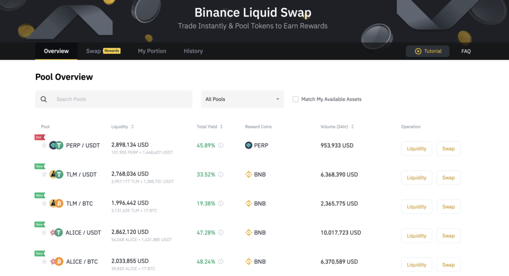 Các pool trong Claim Rewards.