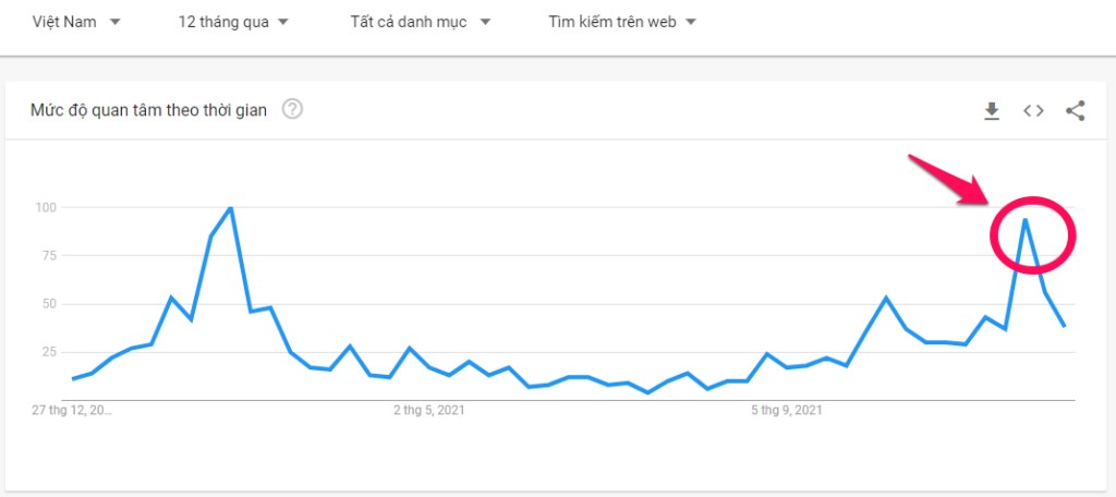 Mối quan tâm từ khóa Pi Network. Nguồn: Google Trend.