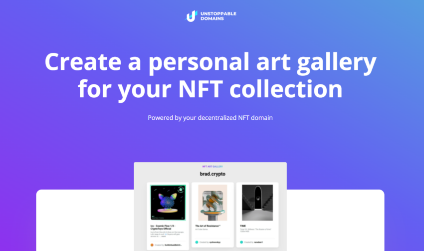 Unstoppable Domains NFT Gallery