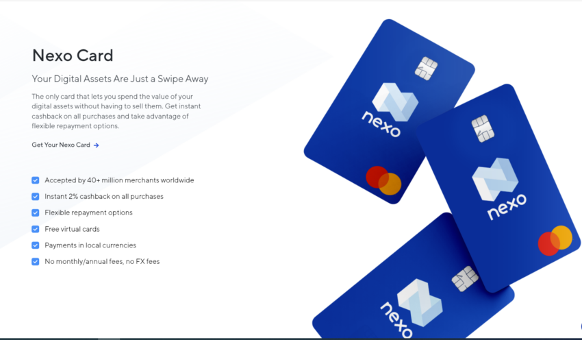 Thẻ cứng Nexo tích hợp với Mastercard. Nguồn: nexo