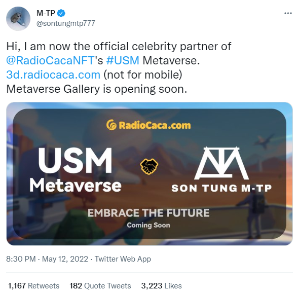 Sơn Tùng chính thức tham gia USM metaverse