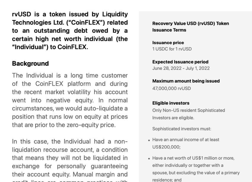 CoinFlex phát hành thêm rvUSD để “hỗ trợ” người dùng rút tiền vào 30/6/2022