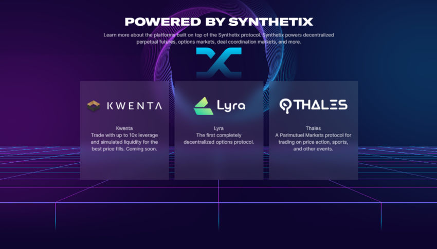 Một số nền tảng được xây dựng trên Synthetix