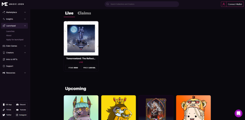 Tính năng launchpad của Magic Eden