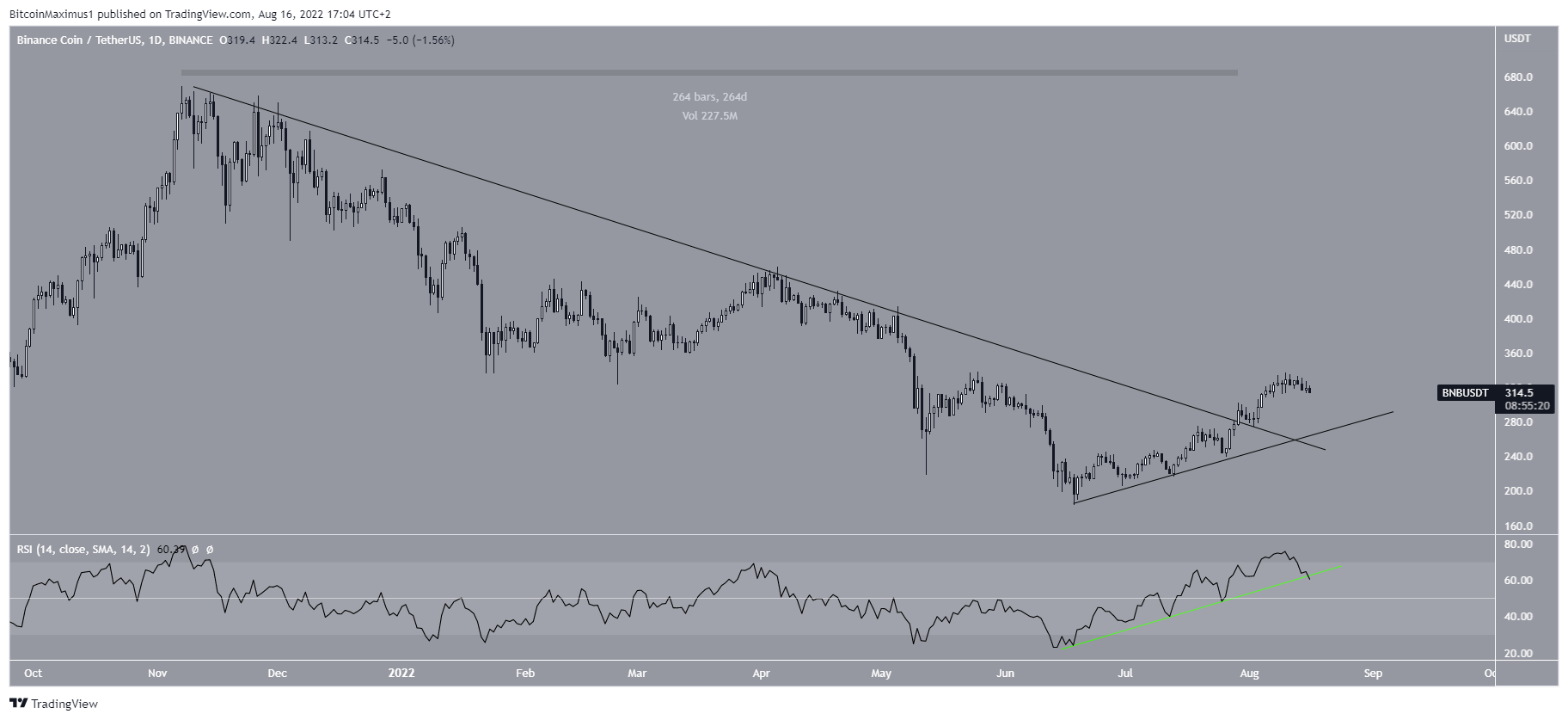 Biến động giá BNB. Nguồn: TradingView