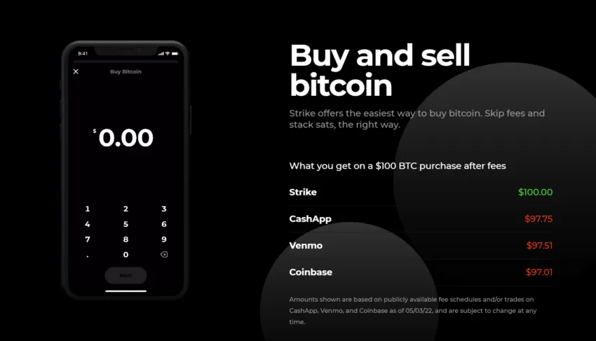 So sánh phí giao dịch khi mua Bitcoin. Nguồn: strike