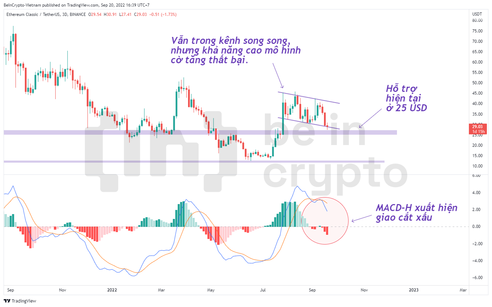 Phân tích kỹ thuật ETC với MACD-H.