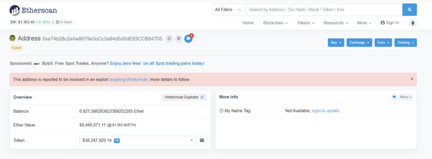Etherscan ghi lại Địa chỉ ví của tin tắc. Nguồn: etherscan