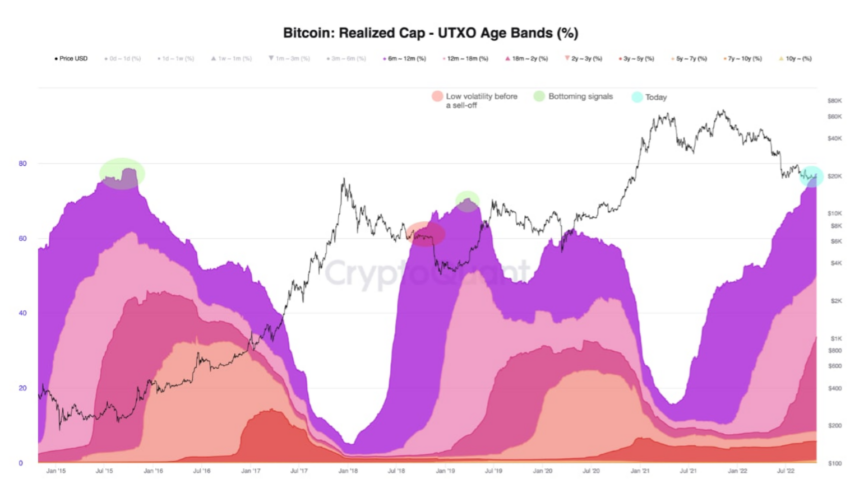 Age Band Realized UTXO của BTC | Nguồn: CryptoQuant