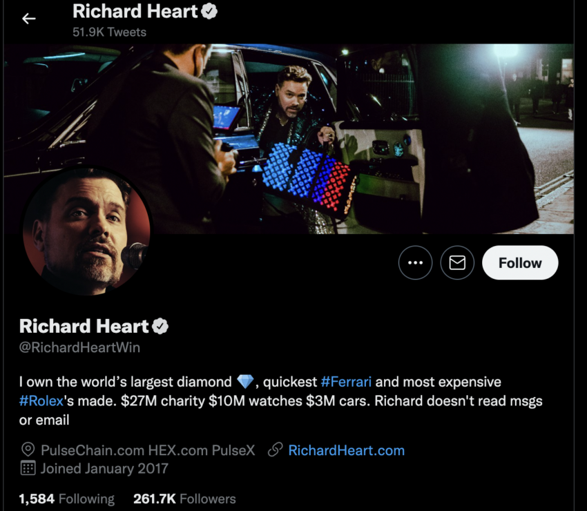Tài khoản Twitter của Richard