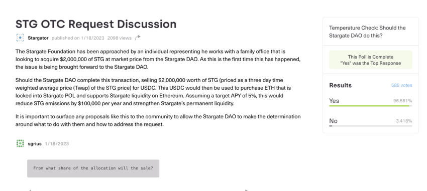 Cộng đồng đề xuất bán 2 triệu STG token qua hình thức OTC