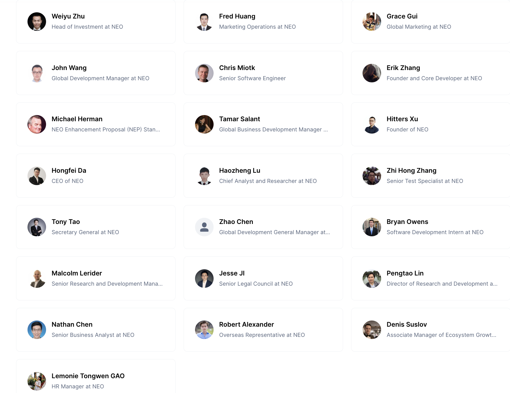 Nhóm phát triển dự án Neo theo CoinMarketCap