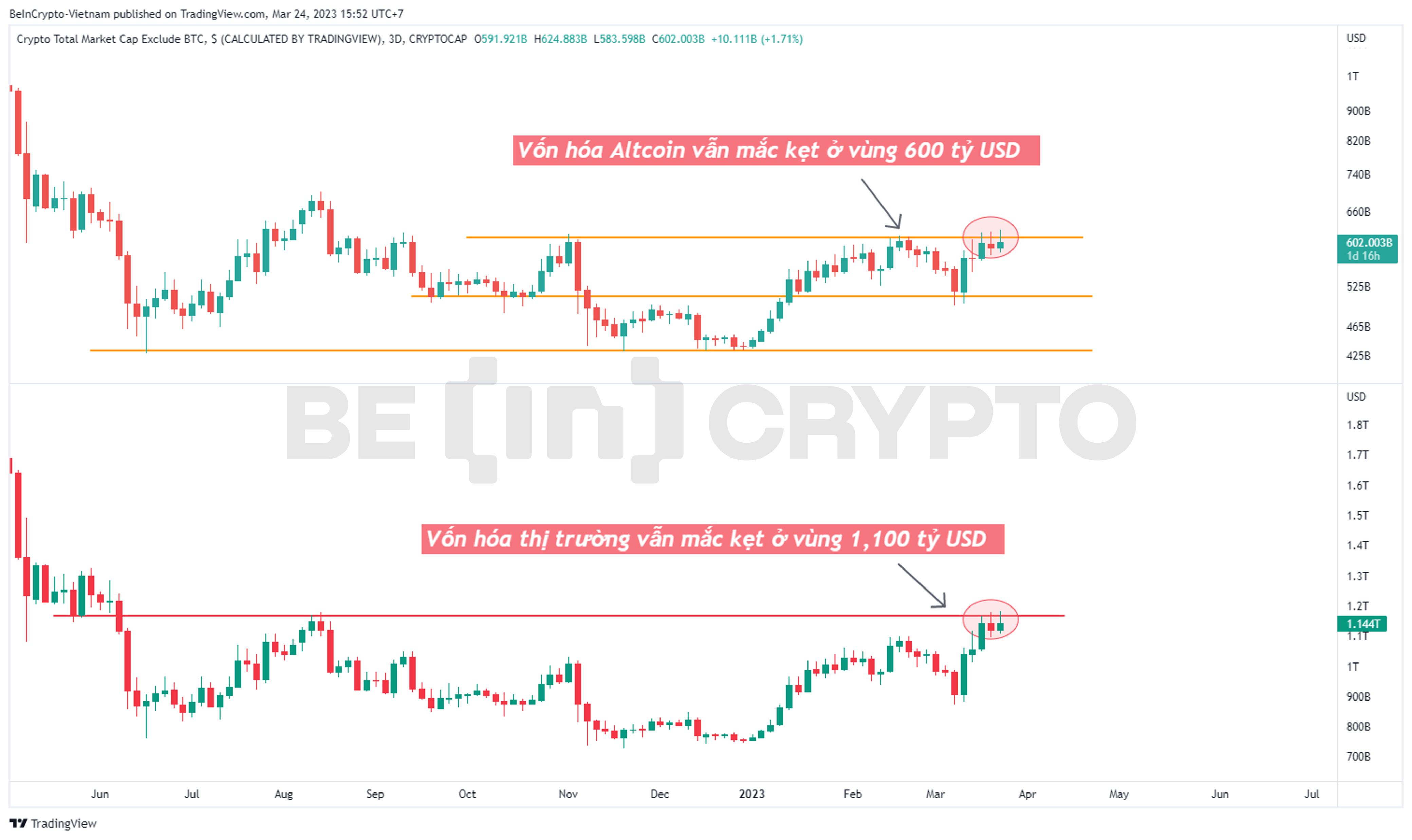 Biến động vốn hóa Crypto và Altcoin.
