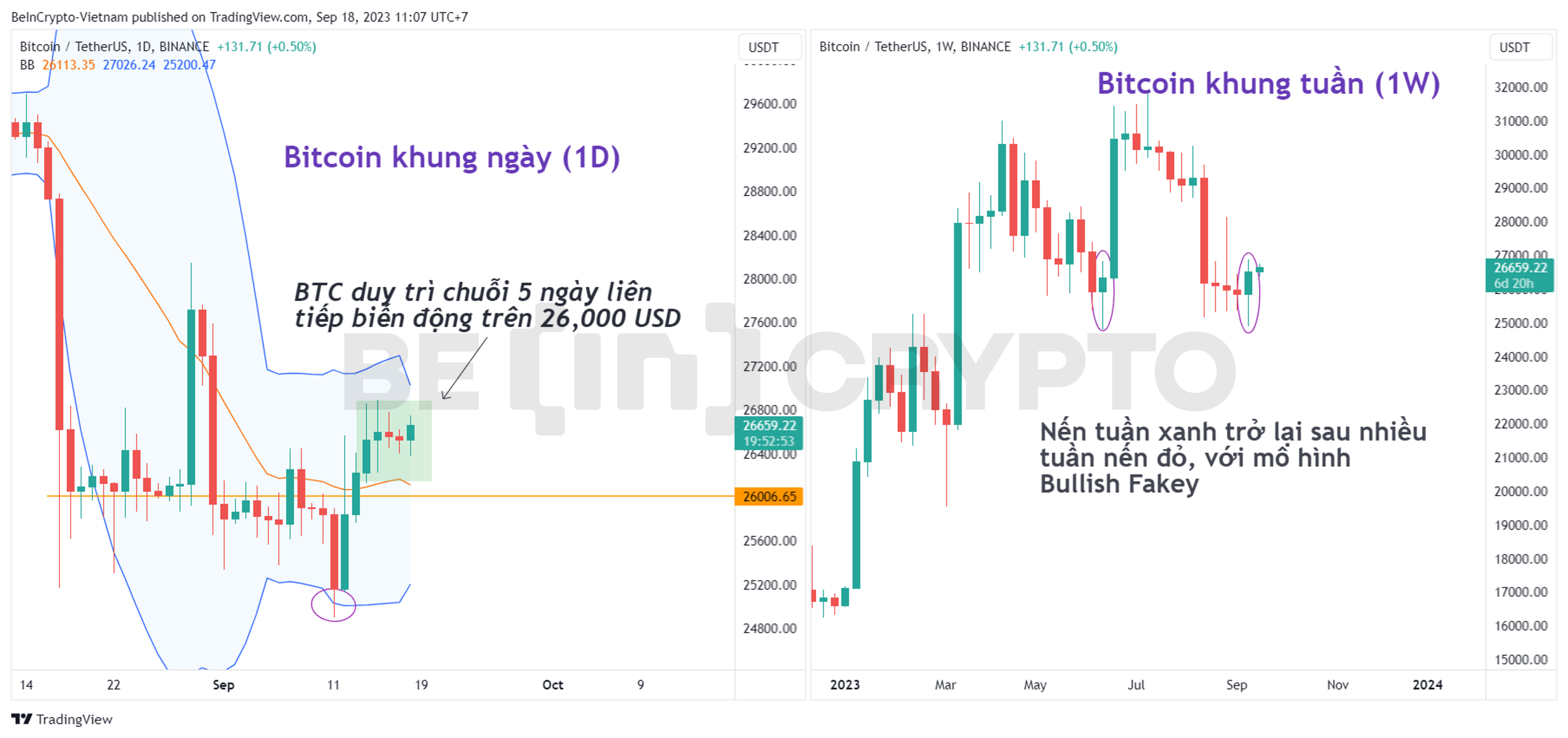 Cập nhật phân tích giá Bitcoin khung ngày và tuần.