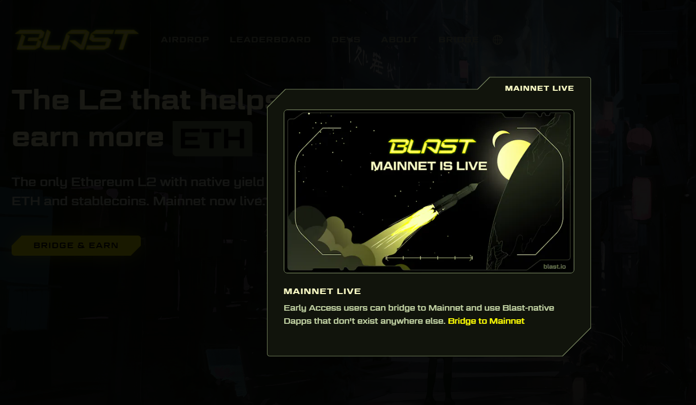Thông báo chính thức mainnet của Blast