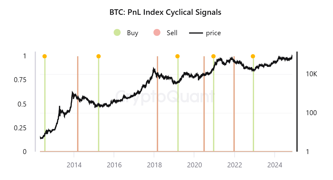 Tín hiệu Bitcoin PnL Index Cyclical. Nguồn: CryptoQuant.