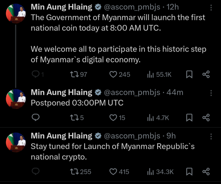 Myanmar’s Junta Leader Promotion of Meme Coin.