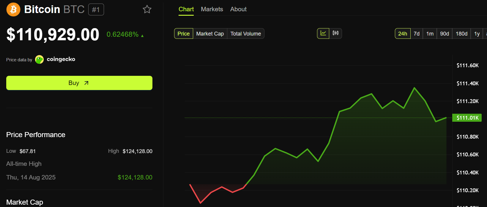 Bitcoin price performance